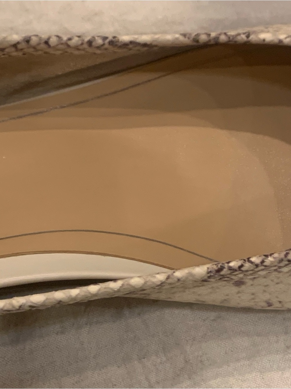 Vionic Callisto Ballet Flats Cream Embossed Snake Skin Leather Orthotic - Picture 4 of 14